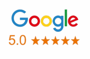 5stars-google-rating Google logo above 5.0 rating with five orange stars for Alabama funeral and cremation services.