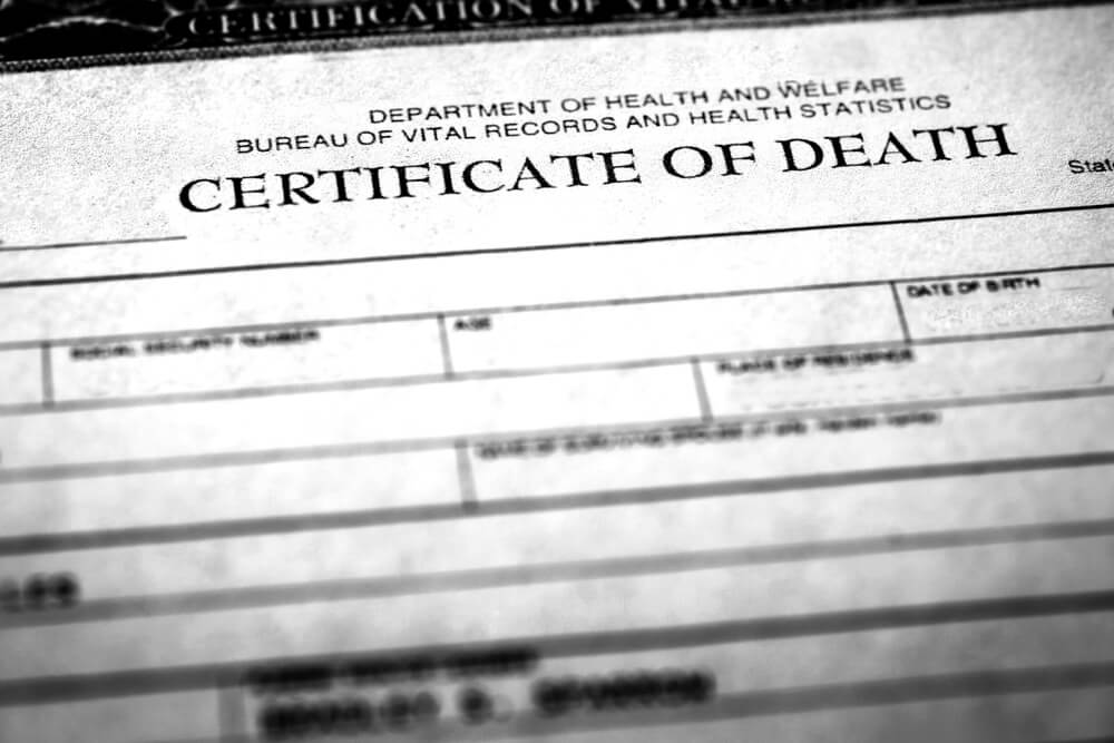 Death certificates are required to close estates.